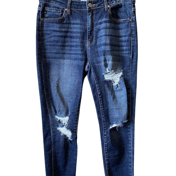 KanCan Denim - KanCan Women's Mid-Rise Distressed Cropped Denim Jeans Blue Size 13/30 Casual